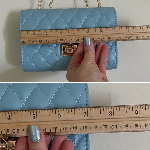 Quilted Crossbody Bag with Fashionable Chain strap adustible Shoulder Bag New - Picture 8 of 14